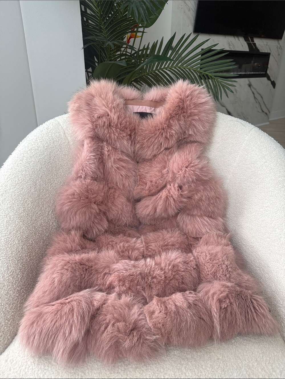 Plush Faux Fur Vest - Dusty Rose